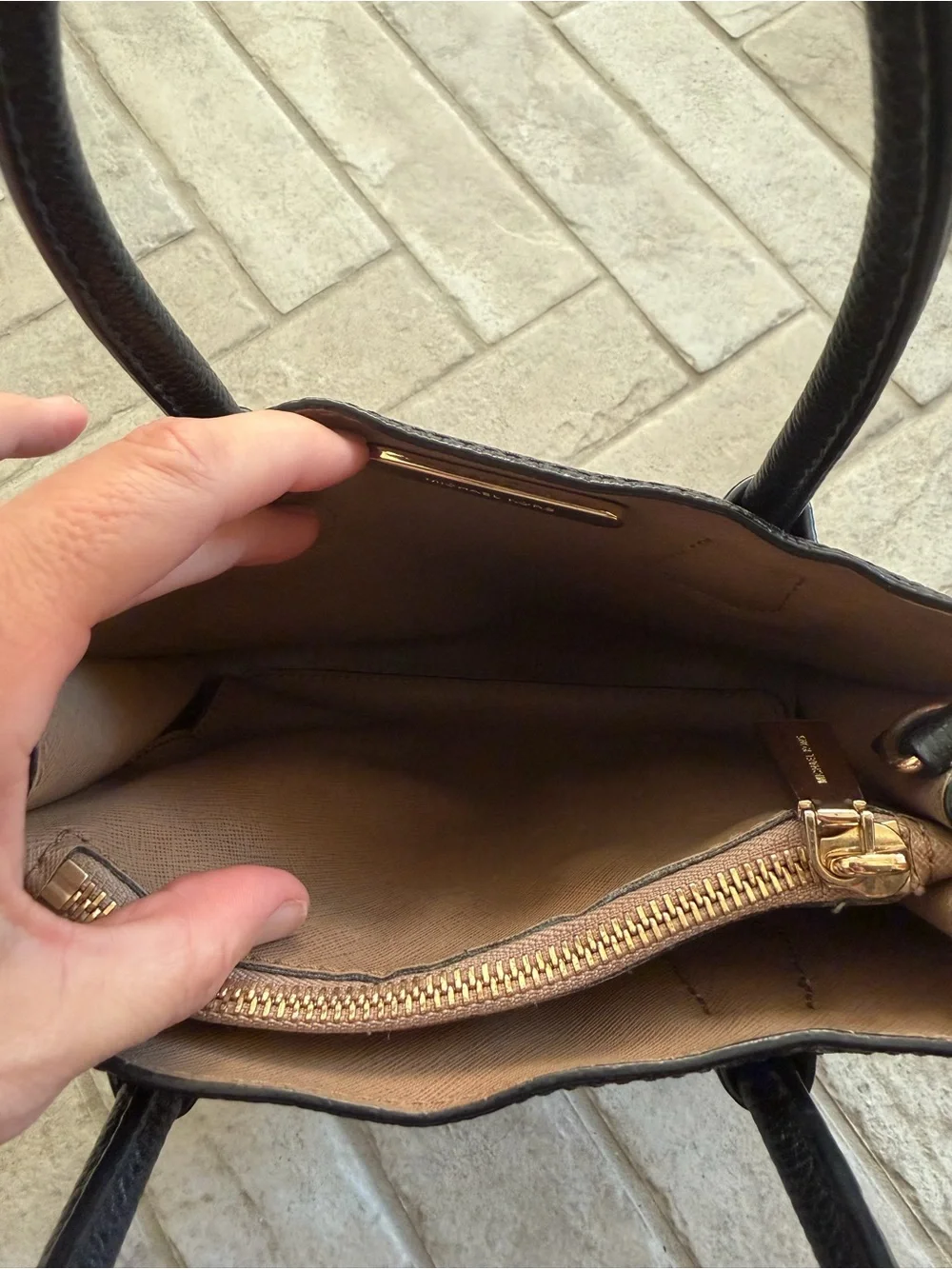 Michael Kors Black Mini Leather Satchel Handbag Gold Hardware